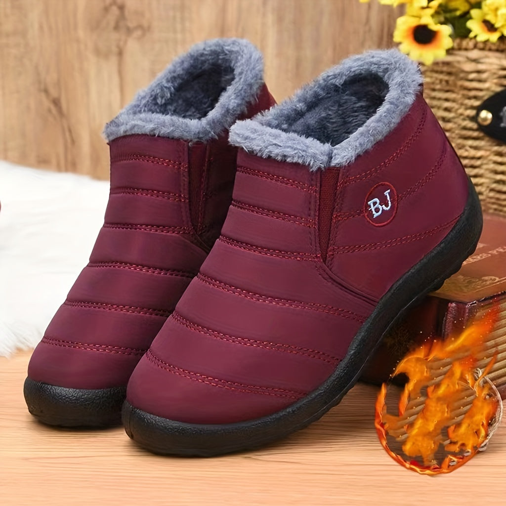 Men's Snow Boots, Warm Fleece Cozy Non-slip Ankle Boots Plush Comfy Outdoor Hiking Shoes Lined Trekking Shoes, Winter