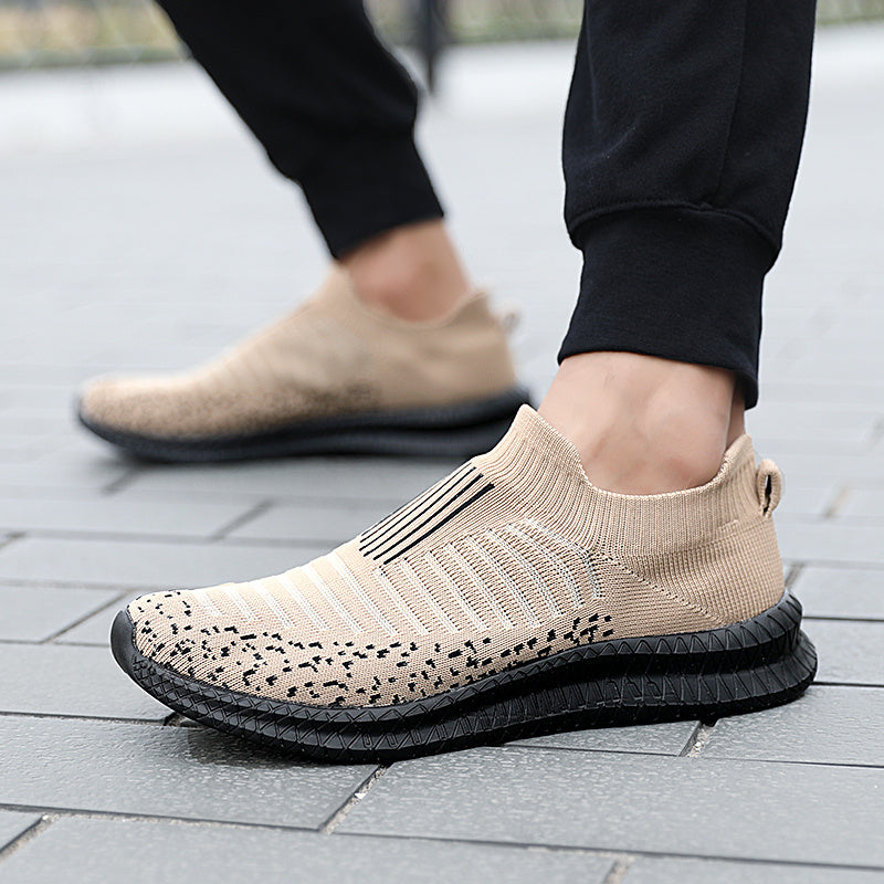 Men's Knit Breathable Lightweight Slip On Casual Shoes, Outdoor Non-slip Soft Sole Sneakers, Spring And Summer